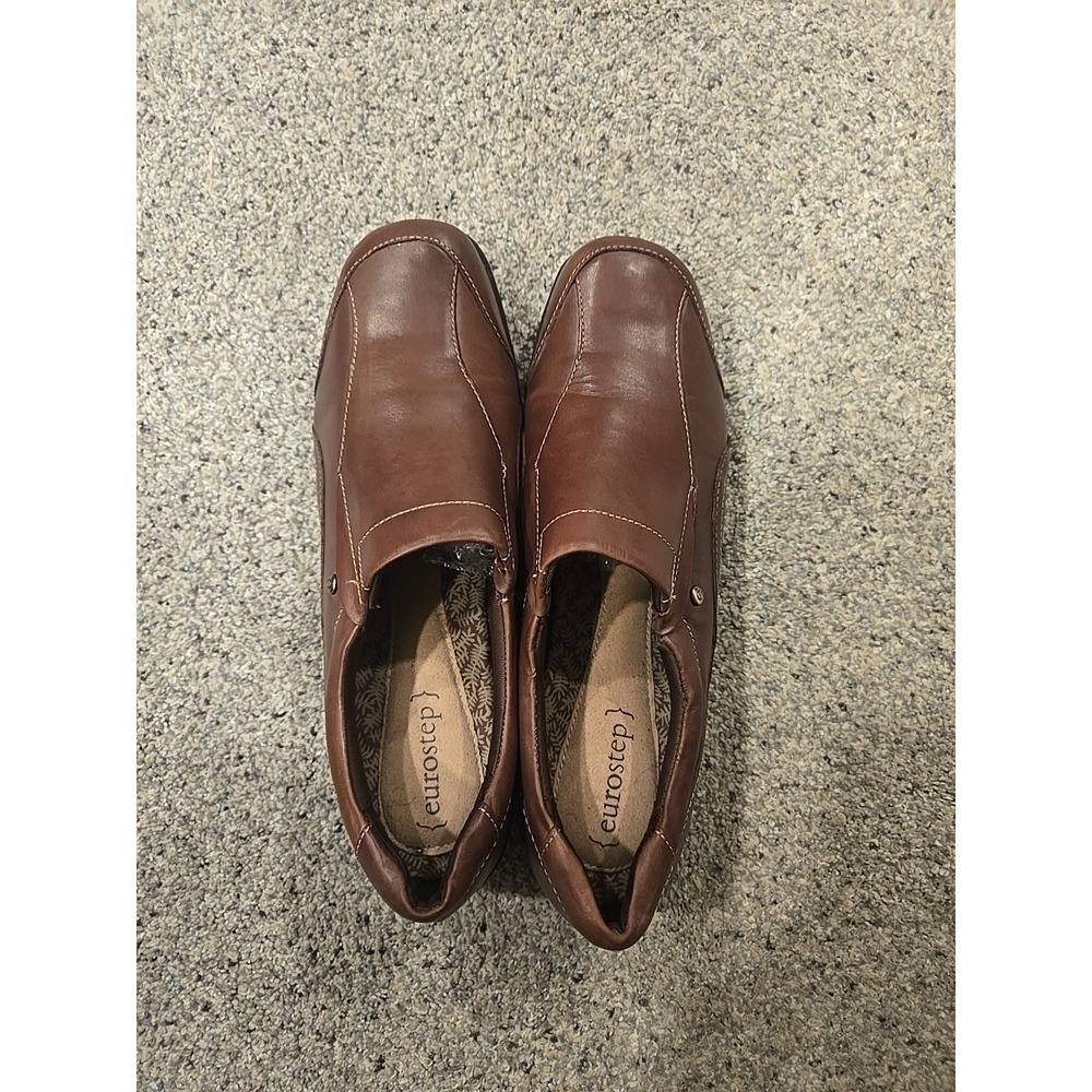 Women's Eurostep Brown Leather Slip-on Shoes Size 11 Preowned Great Shape Comfy!